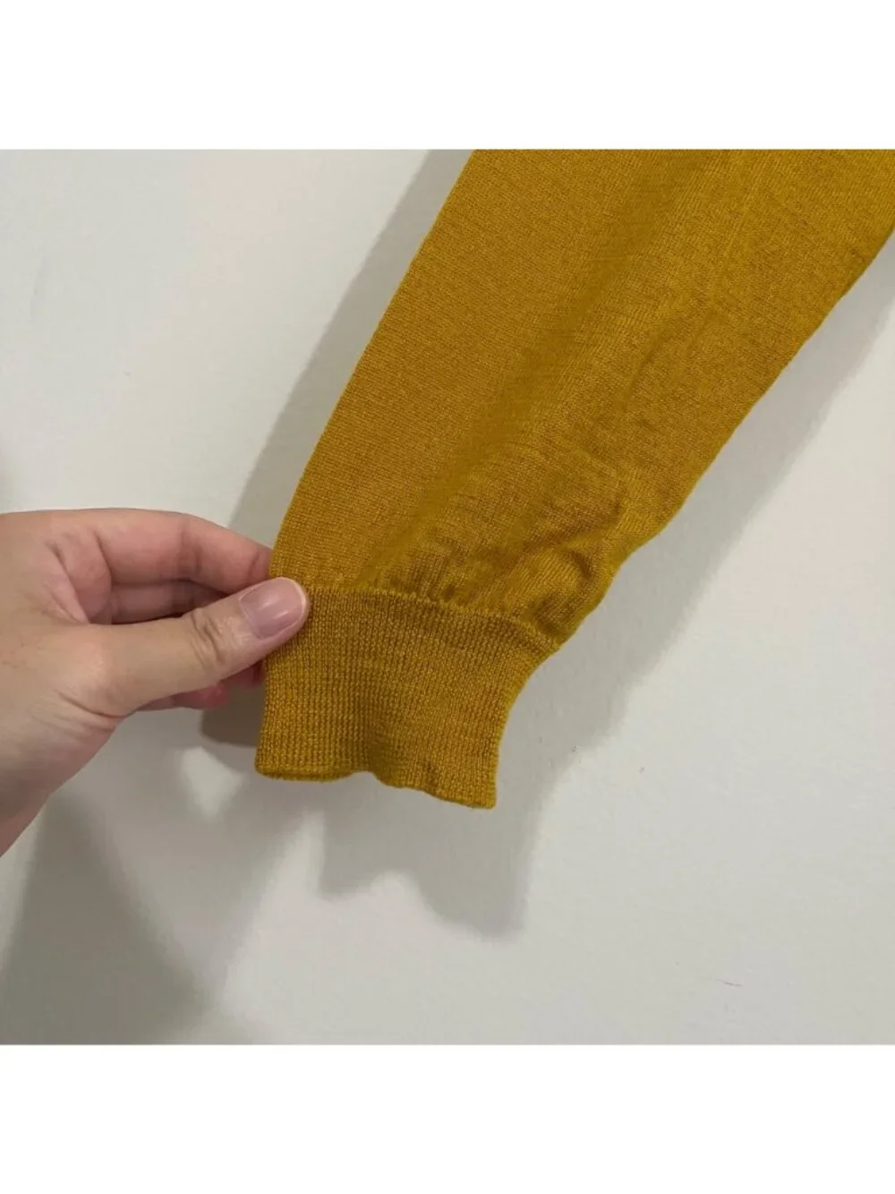 J.Crew Crewneck Mustard 100% Merino Wool Sweater 3/4 Sleeve Classic Preppy Sz S